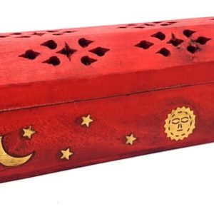 Porta Incienso Madera Caja Luna y Estrellas 30cm