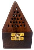 Porta Incienso Madera Pirámide Caja 9cm