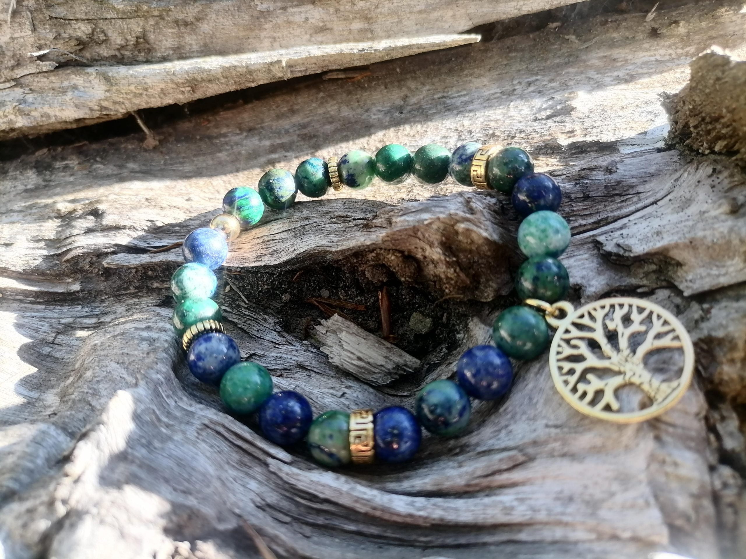Pulsera Azurita y árbol de la vida - Imagen 2