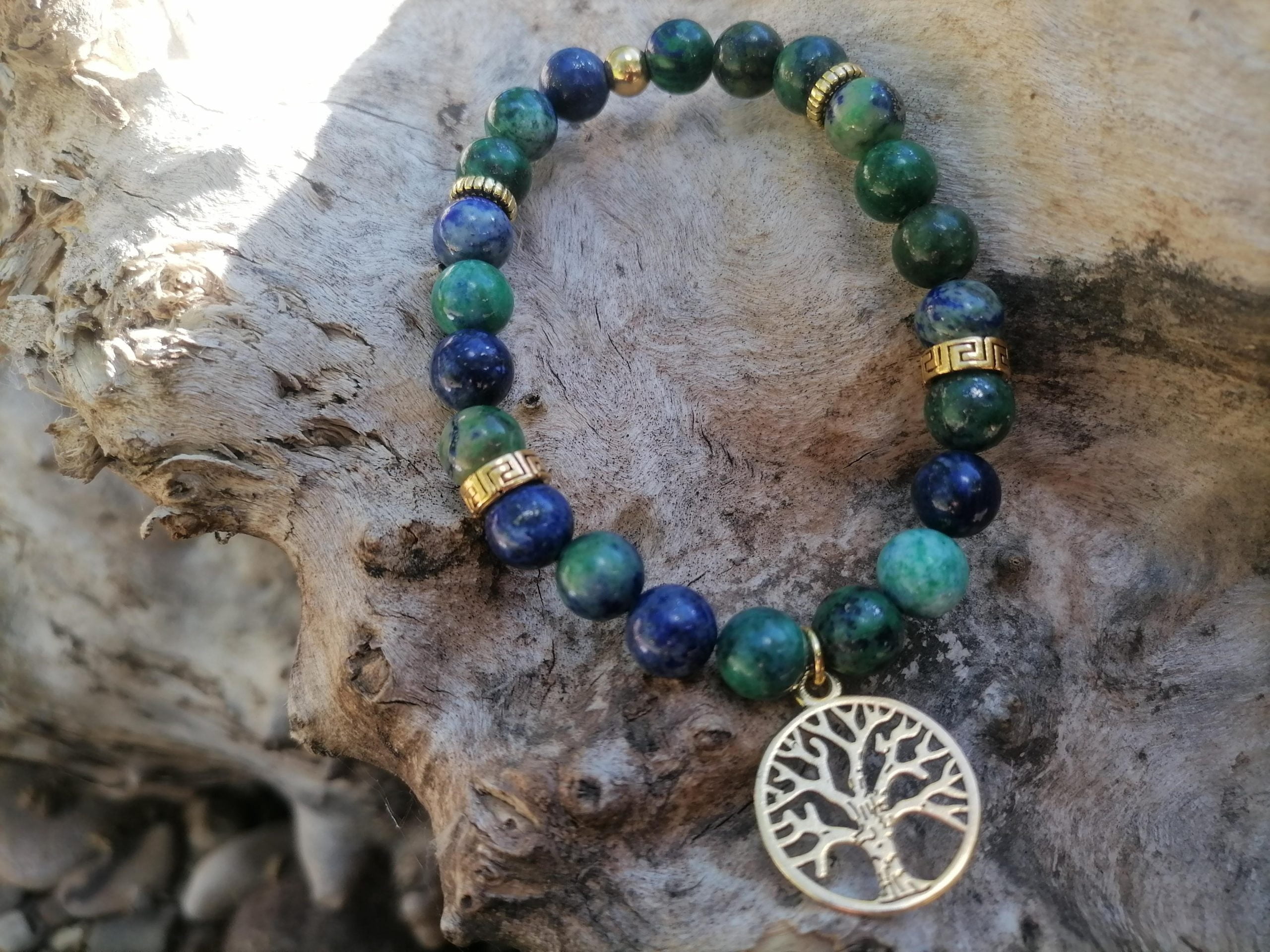 Pulsera Azurita y árbol de la vida
