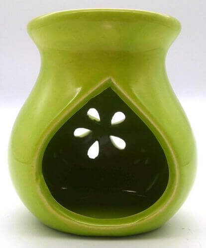 Quemador Aceite Cerámica Calado Verde 9cm