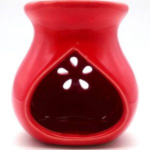 Quemador Aceite Cerámica Calado Rojo 9cm
