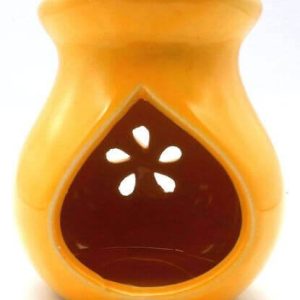 Quemador Aceite Cerámica Calado Amarillo 9cm