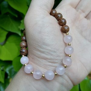 Pulsera Mixta Cuarzo Rosa