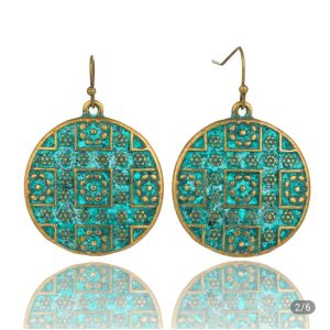 Pendientes Étnicos Latón Antiguo Relieve