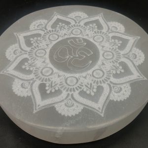 Porta Incienso Selenita Om 10cm