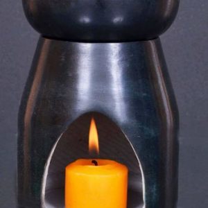 Quemador Aceite Piedra Calado Negro 13cm