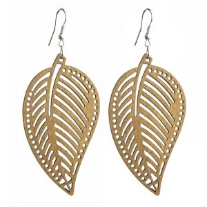 Pendientes Plata madera hojas