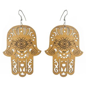 Pendientes Plata madera Mano Fátima