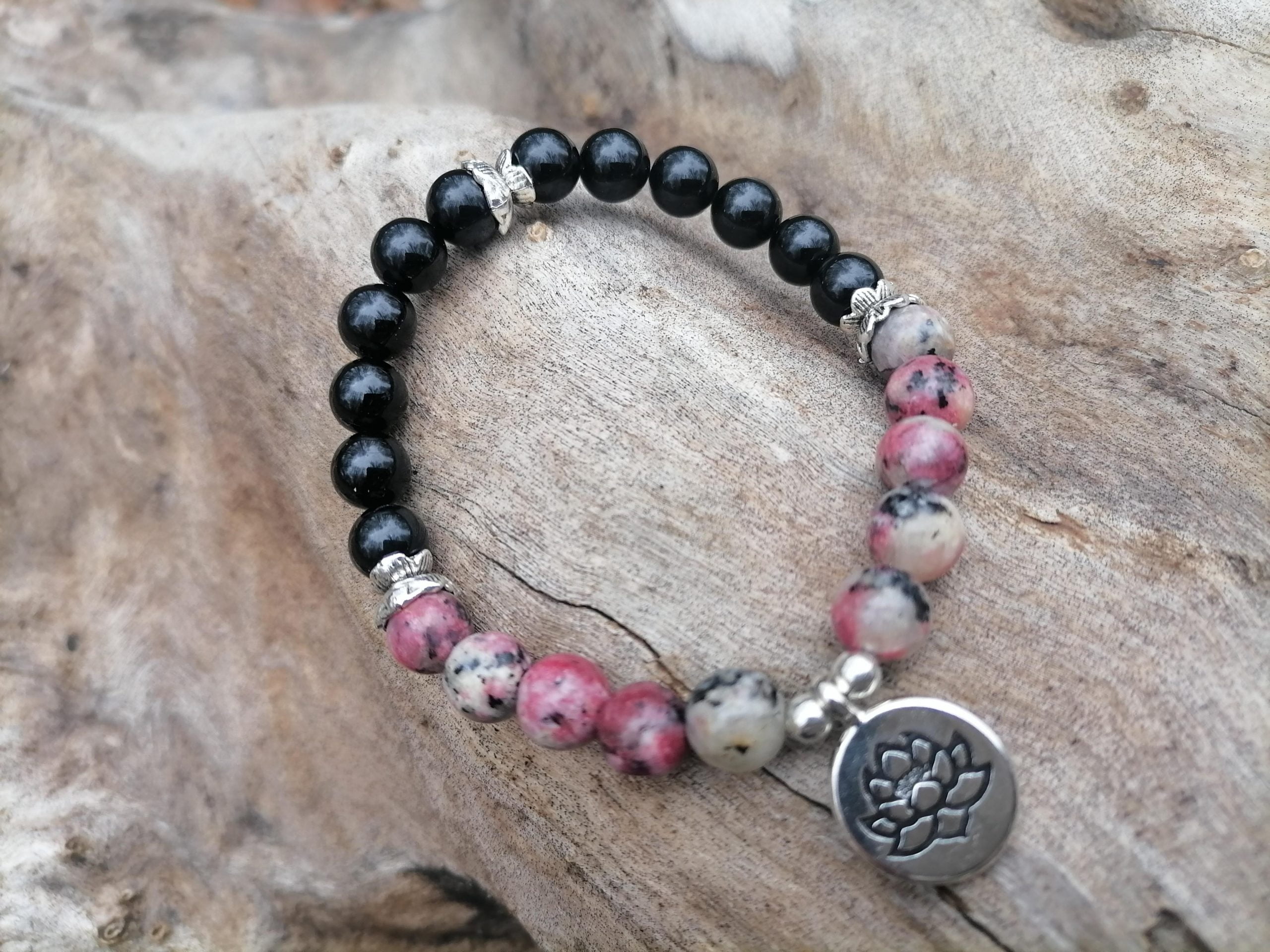 Pulsera Mixta Turmalina y Jaspe Rosa
