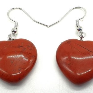 Pendientes Corazón Jaspe Rojo