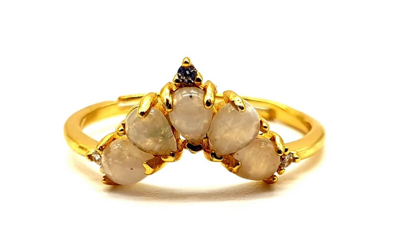Anillo Plata 925 Piedra de Luna Diadema