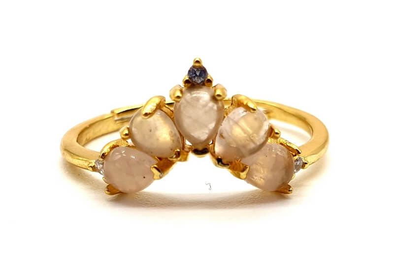 Anillo Plata 925 Cuarzo Rosa Diadema