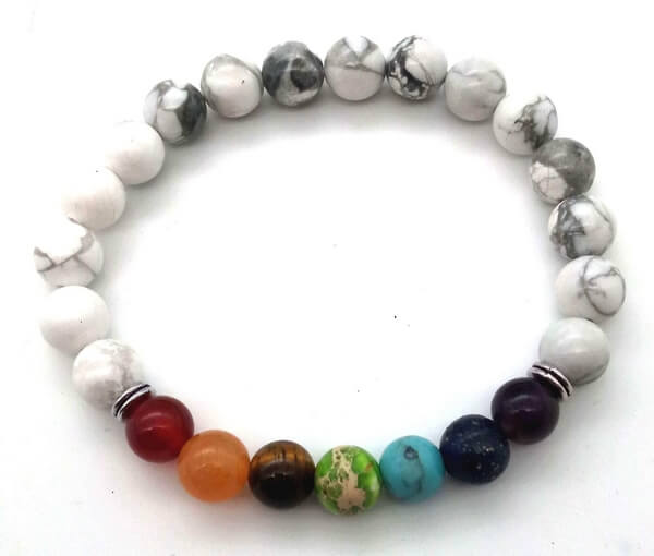 Pulsera Howlita Blanca & 7 Chakras