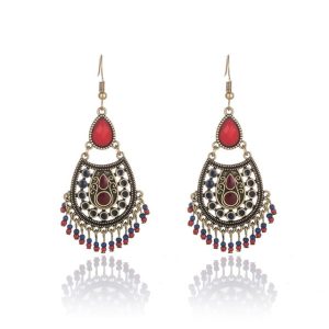 Pendientes bohemios de gota con flecos