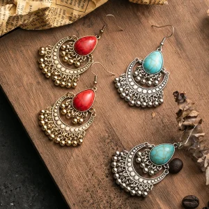 Pendientes vintage largos turquesa
