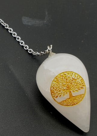 Péndulo Grabado Árbol de la Vida 4cm - Cristal de Roca