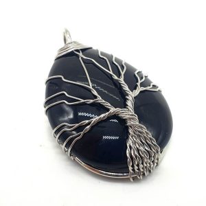 Colgante Arbol de la Vida - Obsidiana Negra 4cm