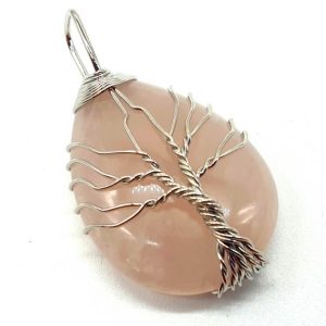 Colgante Arbol de la Vida Cuarzo Rosa 4cm