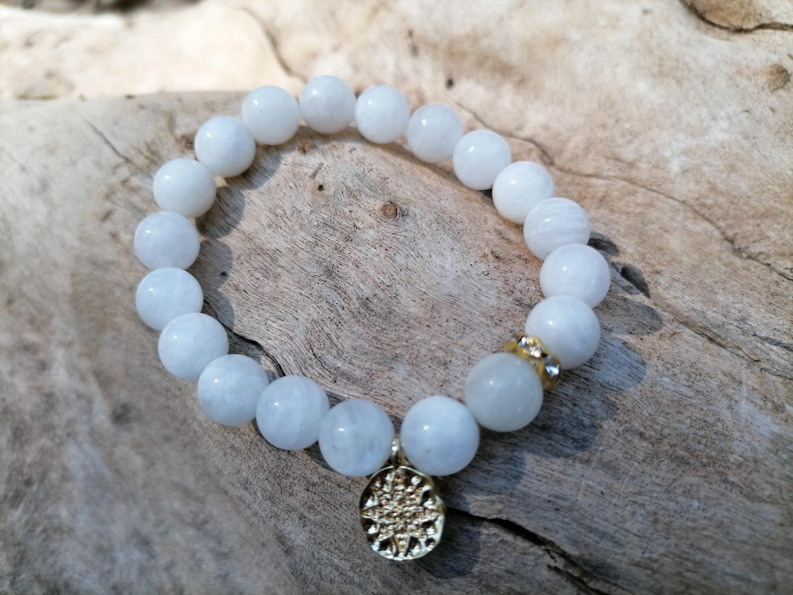 Pulsera Piedra Luna Protección Meditación - Imagen 2