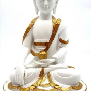 Estatua de resina de Buda y cuenco blanco 28cm