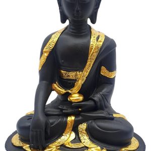 Estatua de Buda de resina y cuenco negro 20cm