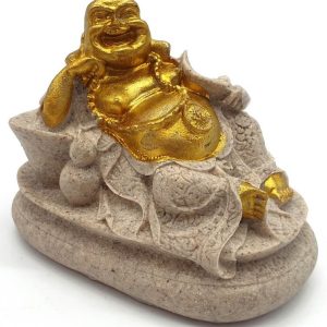 Estatua de resina de Buda riendo gris 11cm