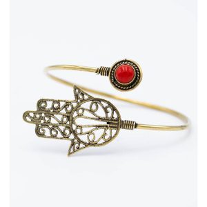 Pulsera Mano de Hamsa - Jaspe rojo