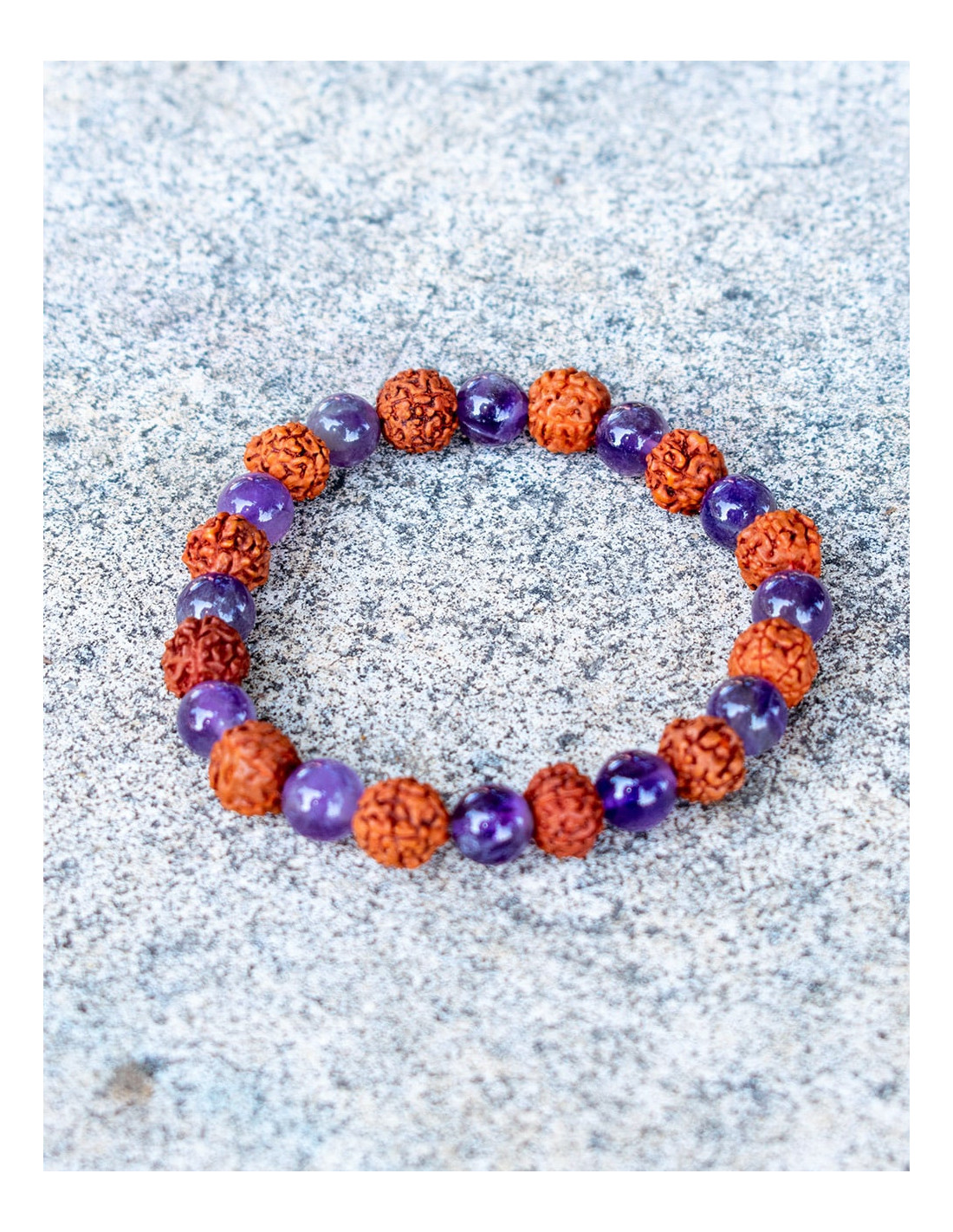 Pulsera Rudraksha y Amatista - Imagen 2