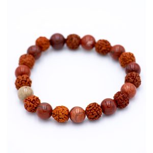 Pulsera Rudraksha y Jaspe Rojo
