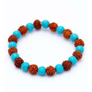 Pulsera Rudraksha y Turquesa
