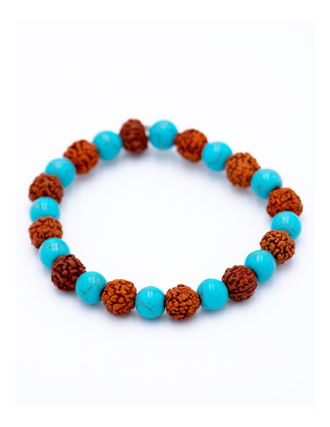 Pulsera Rudraksha y Turquesa