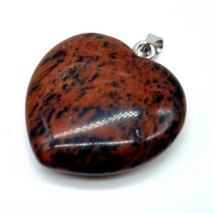 Colgante Corazón Obsidiana Caoba