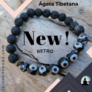 Pulsera Retro Lava y Ágatas Tibetanas