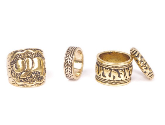Juego de anillos étnicos elefante