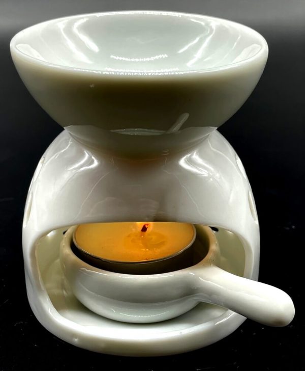 Quemador Aceite Cerámica Calado Blanco 8cm