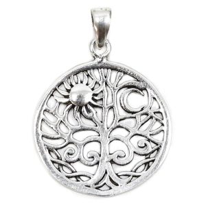 Colgante Plata Árbol De La Vida Sol y Luna