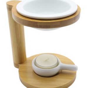 Quemador de aceite de cerámica y madera